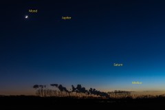 Planetenkonstellation  in der Abenddämmerung des  6.1.2022