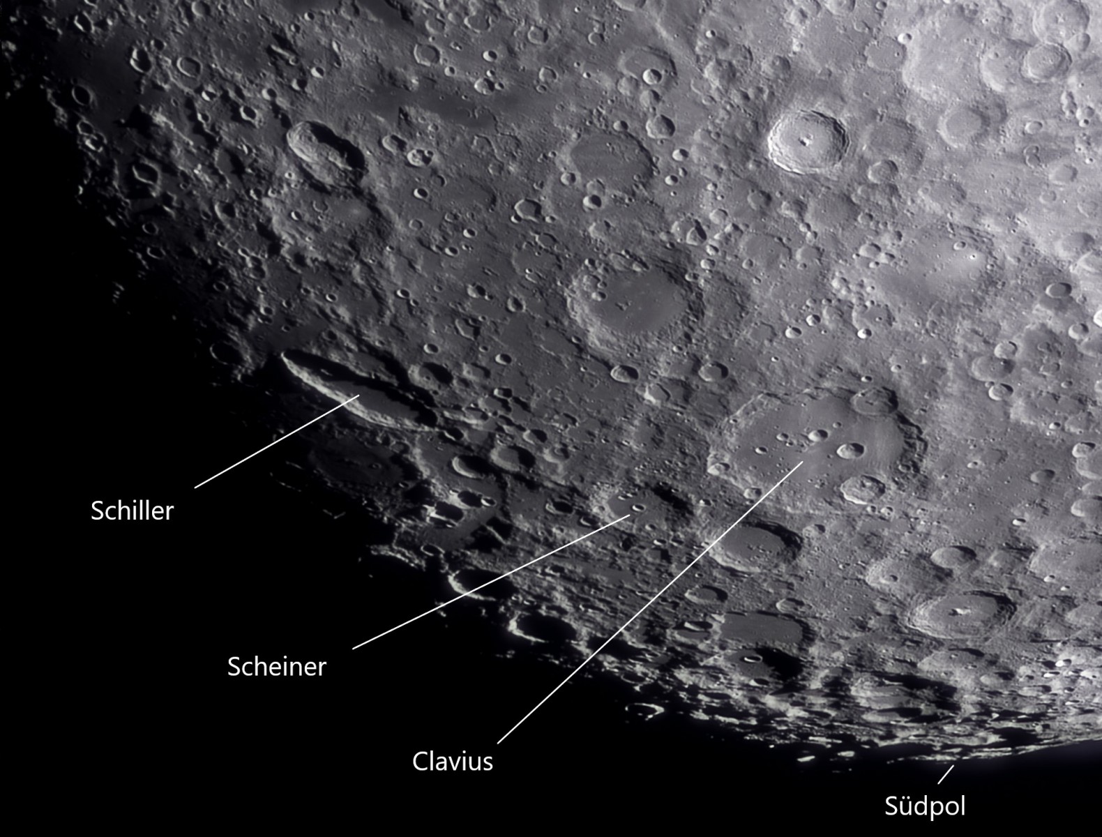 Detailaufnahme Mond Südpol mit ASI183Pro am 100/1500mm Refraktor