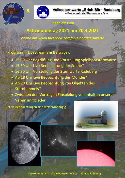 Flyer zum Online-Astronomietag  am 20.3.2021