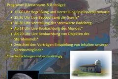 Flyer zum Online-Astronomietag  am 20.3.2021